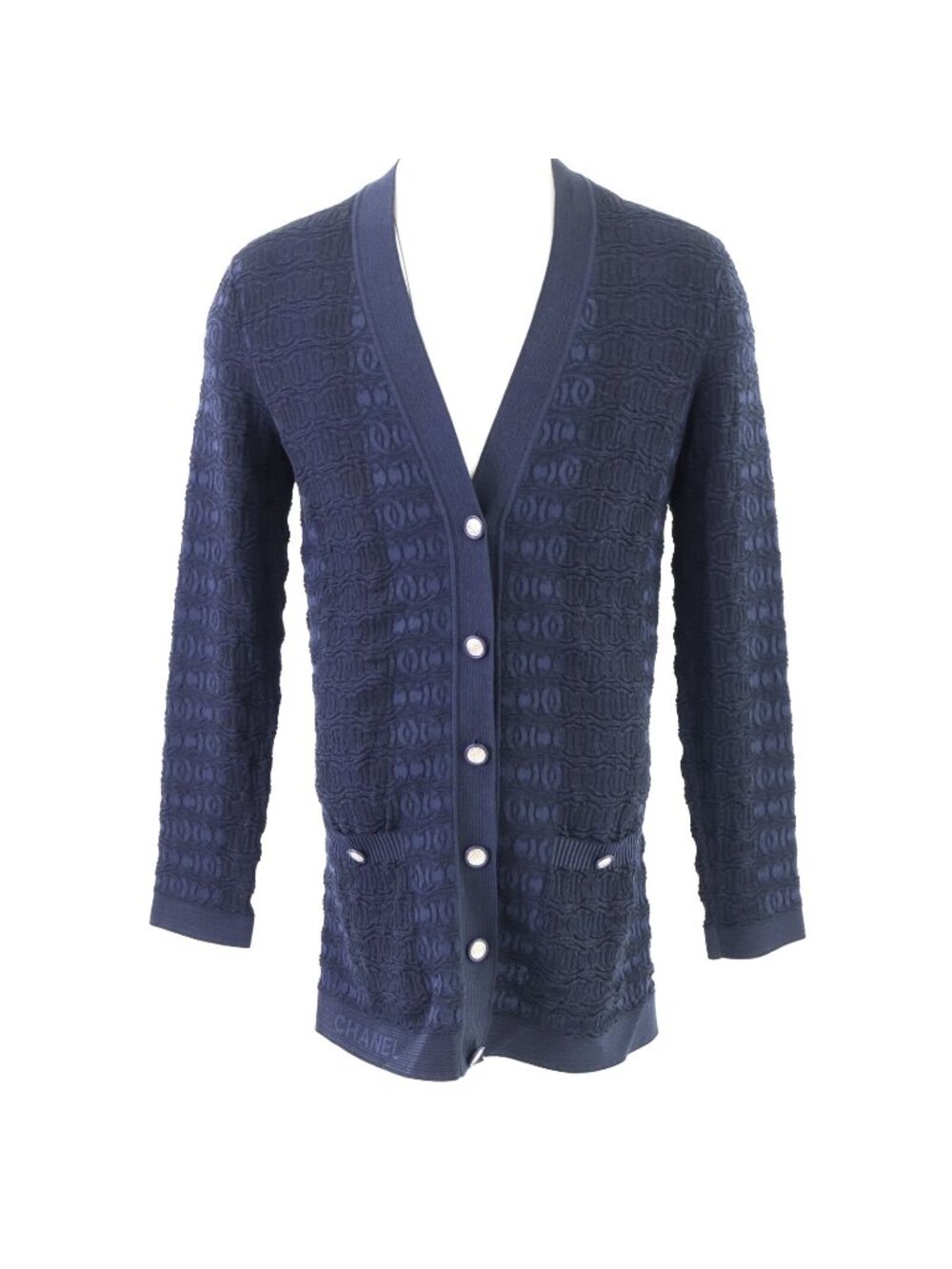 Chanel CC Logo Button Coco Jacquard Long Knit Cardigan 36